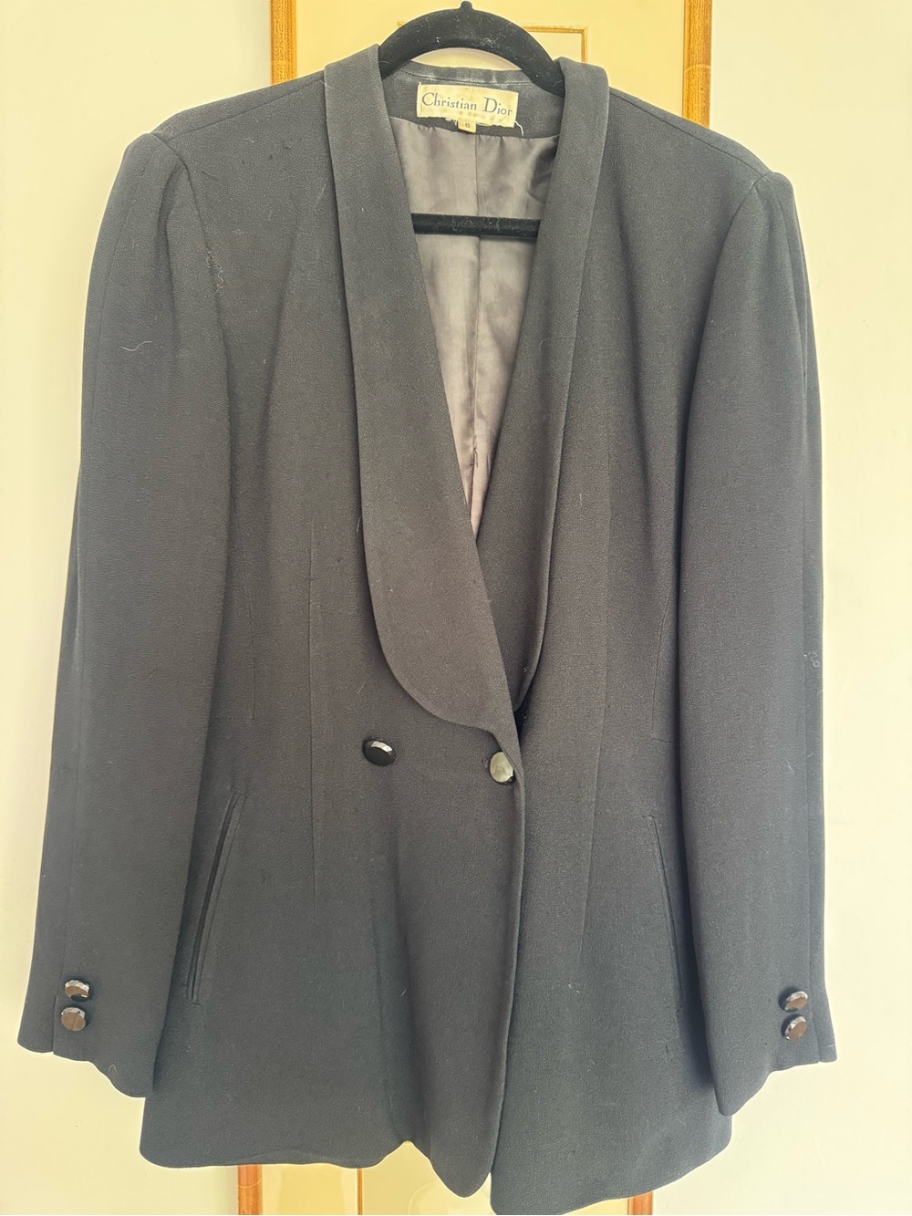 Dior Black Shawl Collar Double-Breasted Blazer